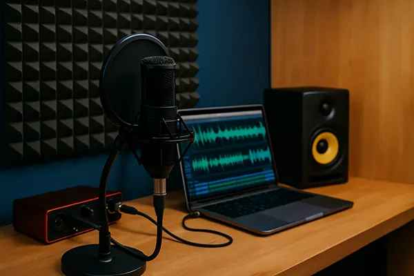 Microphone studio desk