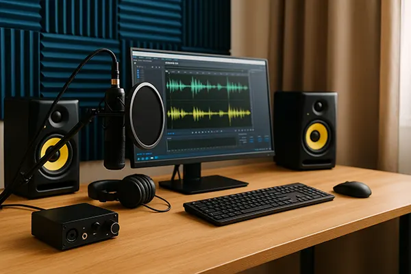 Microphone studio desk